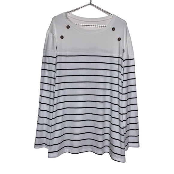 Tops - Women's Top Striped Print Raglan Sleeve Tee Shirts 3X striped, long-sleeve top